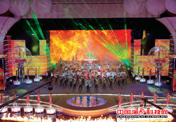 LED display and stage lighting side by side what role